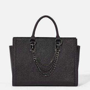 JUSTFAB NEW BLACK CHAINS SATCHEL PURSE!!